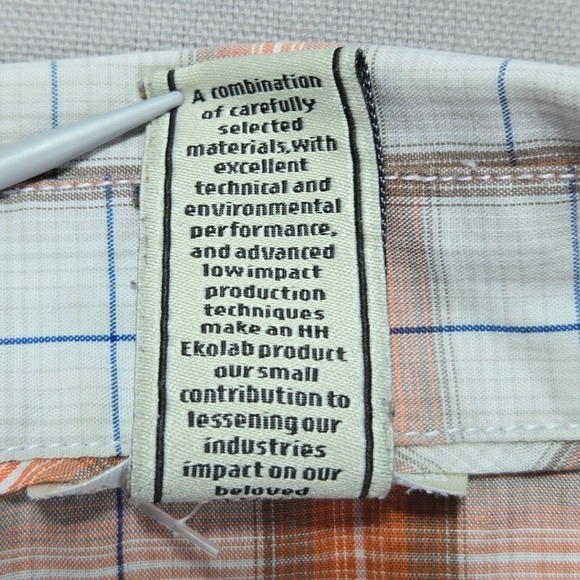 Helly Hansen Ekolab Plaid Short Sleeve Button Up Shirt Mens Medium - Picture 7 of 9